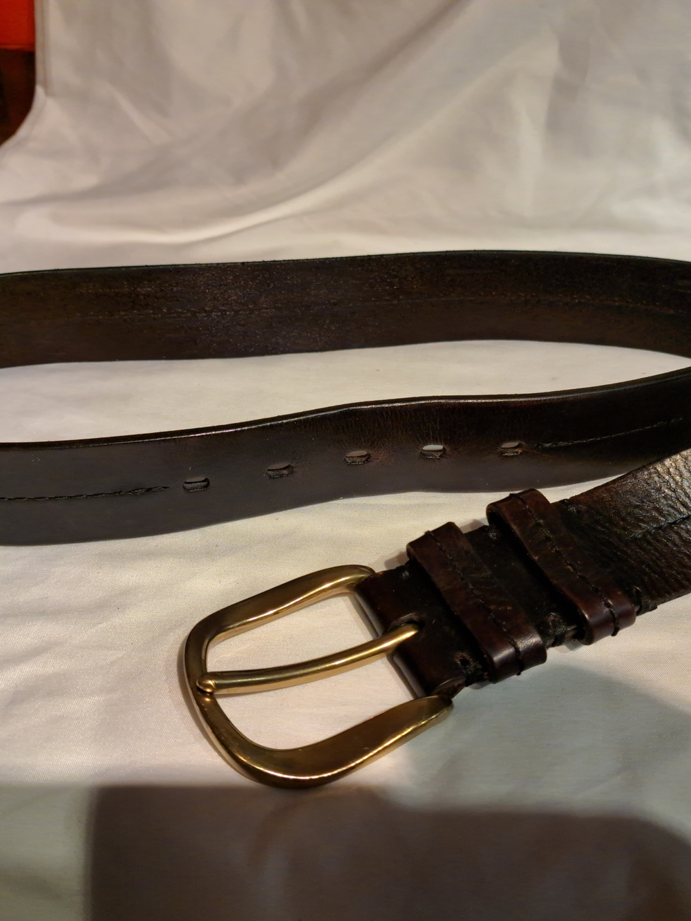 Lauren Ralph Lauren Dark Brown Leather Belt with Gold-Tone Buckle